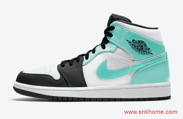 AJ1中帮黑脚趾 Air Jordan 1 Mid 湖水绿新配色小姐姐专属配色发售日期 货号：554724-132