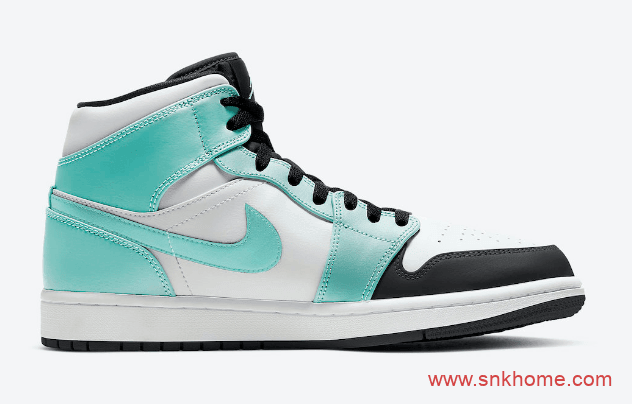 AJ1中帮黑脚趾 Air Jordan 1 Mid 湖水绿新配色小姐姐专属配色发售日期 货号：554724-132