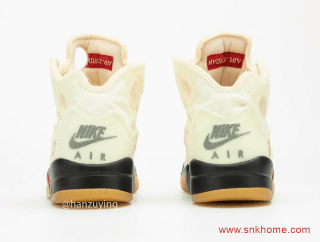 AJ5OW联名米黄色第三款配色 OFF-WHITE x Air Jordan 5 “Sail”细节致敬AJ5流川枫 货号：DH8565-100