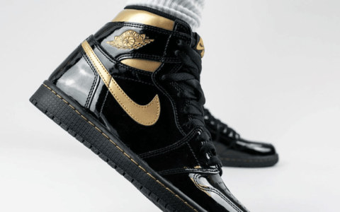 Air Jordan 1 High OG AJ1黑金漆皮上脚图曝光 货号：555088-032