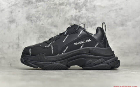 巴黎世家一代老爹鞋 Balenciaga Triple S 巴黎世家黑色弹幕巴黎世家LOGO印花