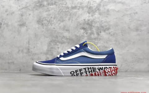 Vans Old Skool 万斯标语涂鸦 万斯OS经典蓝色低帮 货号：VN0A38G1VRH