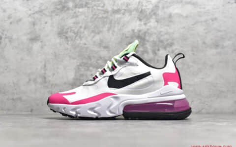 耐克MAX270二代气垫白粉红色 NIKE Air Max 270 React 瑞亚赛车 货号：CJ0619-101