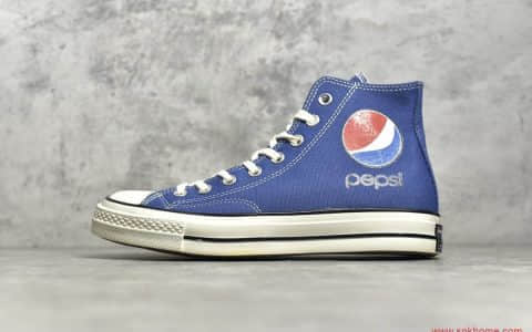 匡威百事可乐联名 Converse x Pepsi 匡威蓝色高板帆布鞋 货号：162055C