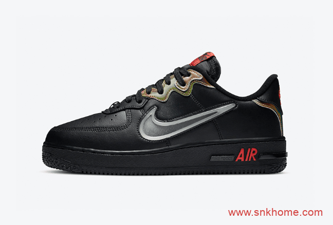 耐克空军黑色鞋面银色钩 Nike Air Force 1 React全新配色发售日期 货号：CN9838-001