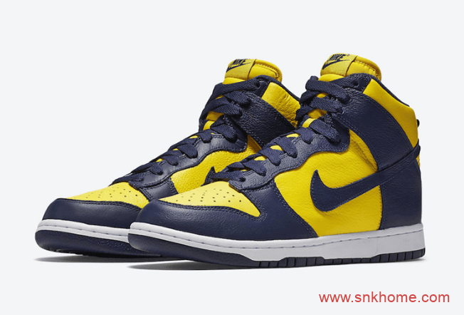 耐克Dunk蓝黄高帮 Nike Dunk High “Michigan” 耐克Dunk密西根发售日期 货号：CZ8149-700