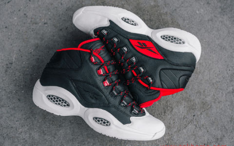 锐步阿迪达斯再次联名 Reebok Question Mid Iverson x Harden “OG Meets OG”全新黑红配色 货号：FZ1365