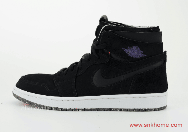 AJ1黑色翻毛皮中帮 Air Jordan 1 High Zoom “Court Purple” AJ1可回收材料 货号：CT0978-005