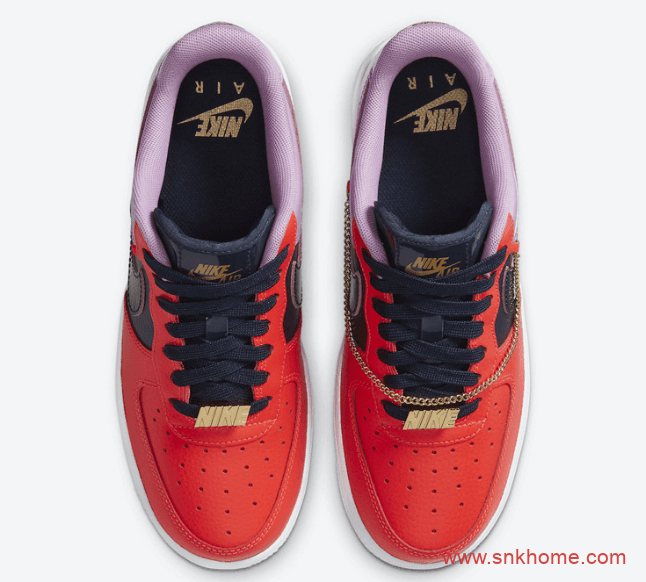 耐克红蓝粉色拼接 Nike Air Force 1 “Cuban Link” 耐克空军古巴链连接发售日期 货号：CZ8100-600