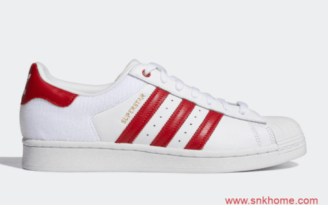 阿迪达斯贝壳头白红板鞋 adidas Superstar 贝壳头小白鞋白红色情人节限定发售日期 货号：FY3117