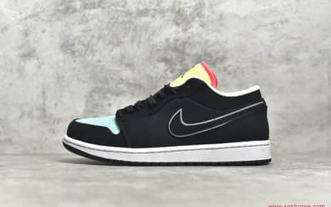 AJ1黑蓝黄拼接低帮 Air Jordan 1 H12原厂AJ纯原版本AJ1低帮拼接配色 货号：CK3022-013