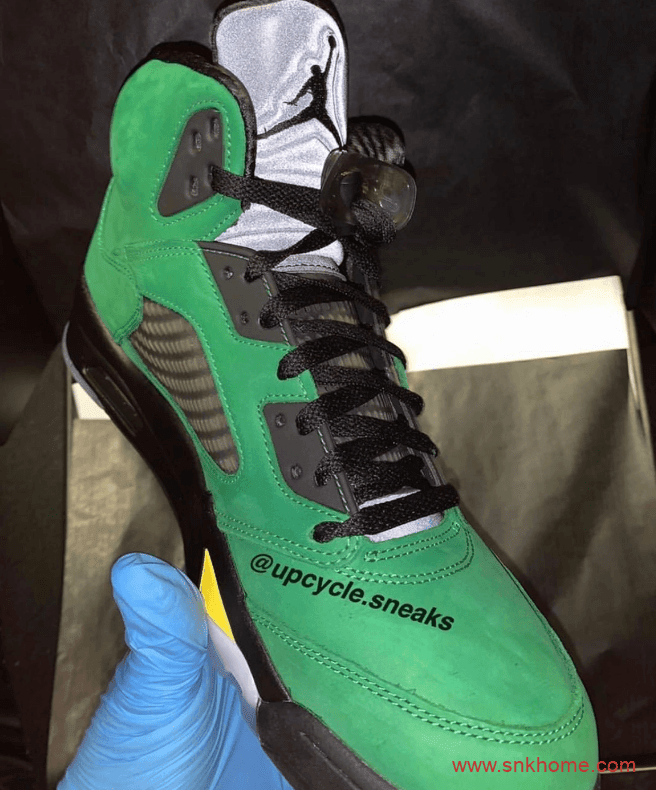 俄勒冈 AJ5即将发售 Air Jordan 5 SE “Oregon” AJ5绿黑色球鞋俄勒冈实物图 货号：CK6631-307