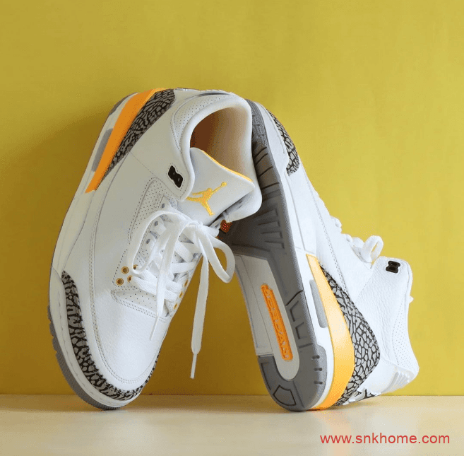 AJ3湖人配色爆裂纹 Air Jordan 3 WMNS “Laser Orange”发售日期 货号：CK9246-108