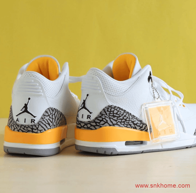 AJ3湖人配色爆裂纹 Air Jordan 3 WMNS “Laser Orange”发售日期 货号：CK9246-108