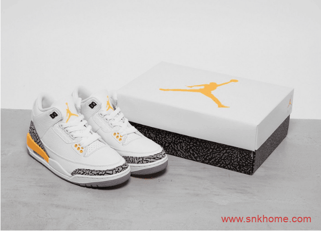 AJ3湖人配色爆裂纹 Air Jordan 3 WMNS “Laser Orange”发售日期 货号：CK9246-108