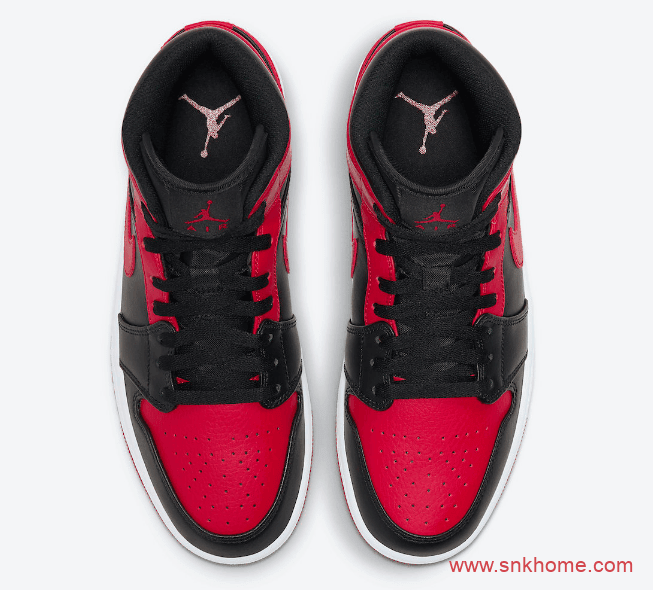 AJ1小禁穿中帮来袭 Air Jordan 1 Mid “Bred” 黑红脚趾中帮AJ1禁穿正品复刻 货号：554724-074