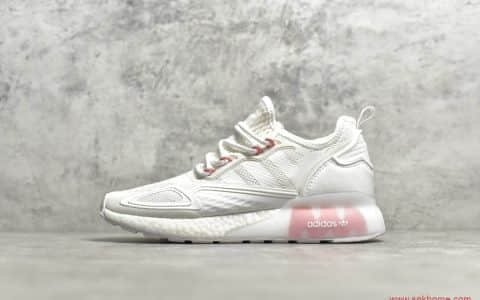 阿迪达斯ZX 2K系列 adidas Originals ZX 2K Boost 阿迪达斯氨纶针织面白粉色跑鞋 货号：FW6089