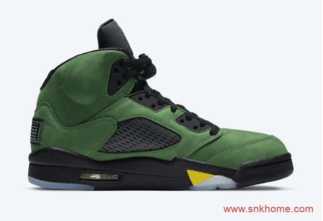 AJ5俄勒冈大学绿色球鞋官图曝光 Air Jordan 5 SE “Oregon”黑绿反光配色发售日期 货号：CK6631-307