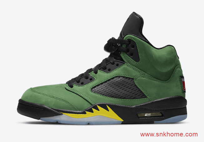 AJ5俄勒冈大学绿色球鞋官图曝光 Air Jordan 5 SE “Oregon”黑绿反光配色发售日期 货号：CK6631-307