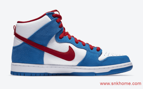 耐克Dunk机器猫白蓝红高帮板鞋 Nike SB Dunk High “Doraemon”耐克哆啦A梦联名款发售日期 货号：CI2692-400