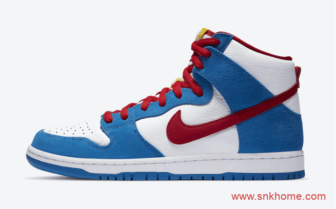 耐克Dunk机器猫白蓝红高帮板鞋 Nike SB Dunk High “Doraemon”耐克哆啦A梦联名款发售日期 货号：CI2692-400