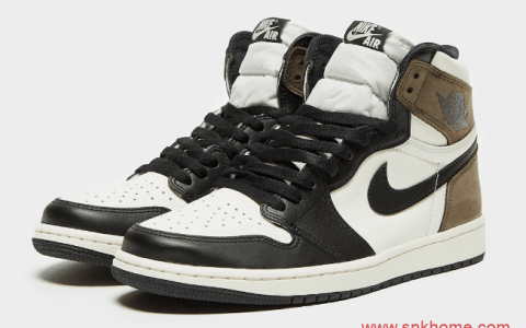 AJ1小倒钩即将登场 Air Jordan 1 High OG “Dark Mocha” AJ1白黑棕色高帮 货号：555088-105