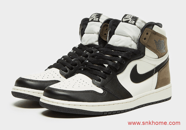 AJ1小倒钩即将登场 Air Jordan 1 High OG “Dark Mocha” AJ1白黑棕色高帮 货号：555088-105