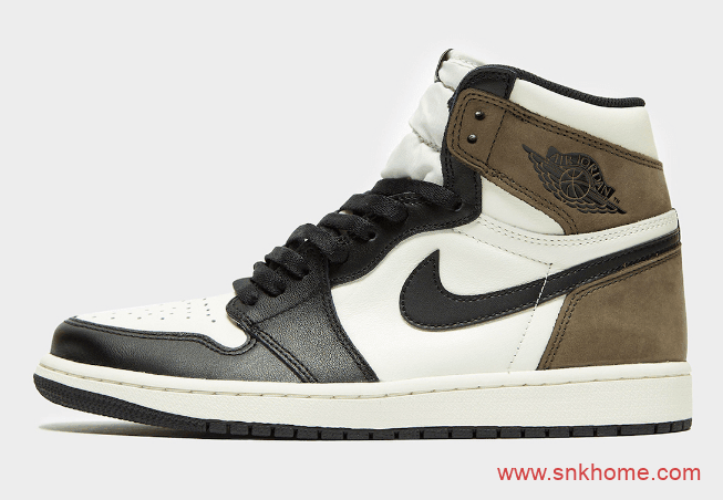 AJ1小倒钩即将登场 Air Jordan 1 High OG “Dark Mocha” AJ1白黑棕色高帮 货号：555088-105