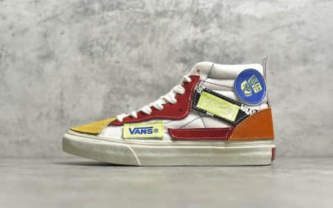 万斯SK8 Taka Hayashi联名款 Taka Hayashi x Vans Vault Sk8-Hi VLT LX” UA TH DIY”万斯米白魔术贴自制 货号：VN0A4UX517O1