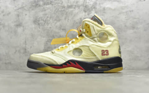 AJ5OW联名白帆金蝉翼 Off-White x Air Jordan 5 AJ5蝉翼OW联名款实战篮球鞋 货号：DH8565-100