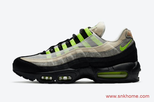 耐克DENHAM联名款气垫黑绿色跑鞋 DENHAM x Nike Air Max 95发售日期 货号：CU1644-001