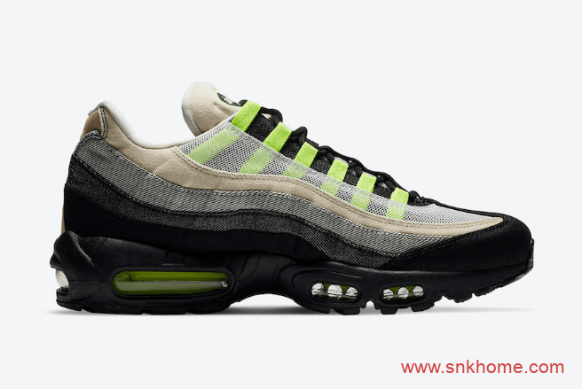 耐克DENHAM联名款气垫黑绿色跑鞋 DENHAM x Nike Air Max 95发售日期 货号：CU1644-001