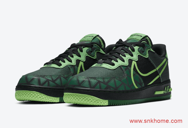 耐克空军黑绿 Nike Air Force 1 React “Naija” 耐克空军尼日利亚专属配色发售日期 货号：CW3918-001