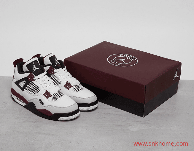 耐克AJ4大巴黎马上发售 Air Jordan 4 “PSG” AJ4PSG白酒红实战球鞋 货号：CZ5624-100