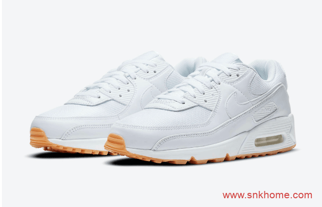 耐克MAX90生胶白色鞋面小白鞋 Nike Air Max 90 “White Gum” 耐克MAX90纯白跑鞋发售日期 货号：DC1699-100