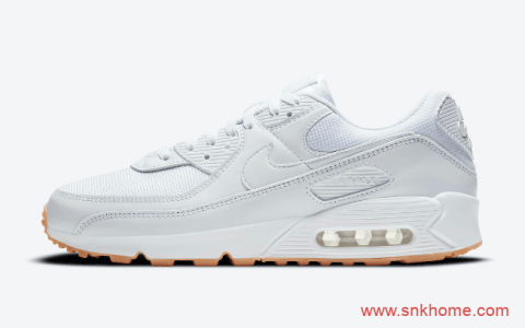 耐克MAX90生胶白色鞋面小白鞋 Nike Air Max 90 “White Gum” 耐克MAX90纯白跑鞋发售日期 货号：DC1699-100