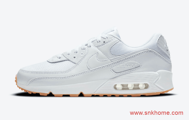 耐克MAX90生胶白色鞋面小白鞋 Nike Air Max 90 “White Gum” 耐克MAX90纯白跑鞋发售日期 货号：DC1699-100