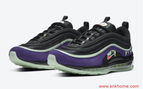 耐克MAX97万圣节限定粘液效果 Nike Air Max 97 “Slime” 耐克MAX97紫黑绿发售日期 货号：DC1500-001