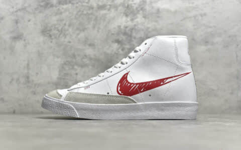 耐克开拓者白红素描 NIKE Blazer Mid ’77 纯原版本耐克开拓者高帮王一博同款 货号：CW7580-100