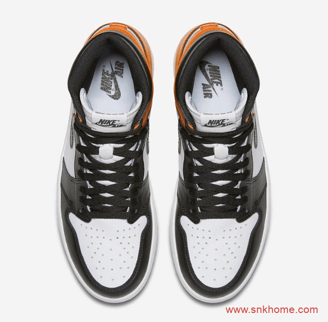 AJ1黑脚趾高帮黑橙配色 Air Jordan 1 High OG 扣碎黑脚趾 AJ1黑橙扣碎高帮发售日期 货号：555088-180