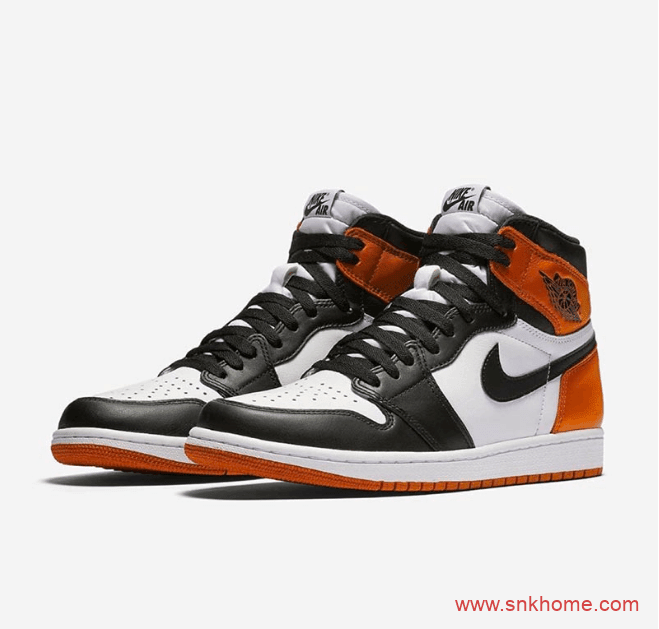 AJ1黑脚趾高帮黑橙配色 Air Jordan 1 High OG 扣碎黑脚趾 AJ1黑橙扣碎高帮发售日期 货号：555088-180
