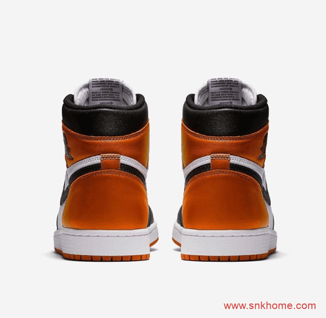 AJ1黑脚趾高帮黑橙配色 Air Jordan 1 High OG 扣碎黑脚趾 AJ1黑橙扣碎高帮发售日期 货号：555088-180