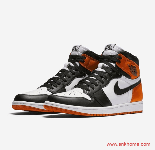 AJ1黑脚趾高帮黑橙配色 Air Jordan 1 High OG 扣碎黑脚趾 AJ1黑橙扣碎高帮发售日期 货号：555088-180