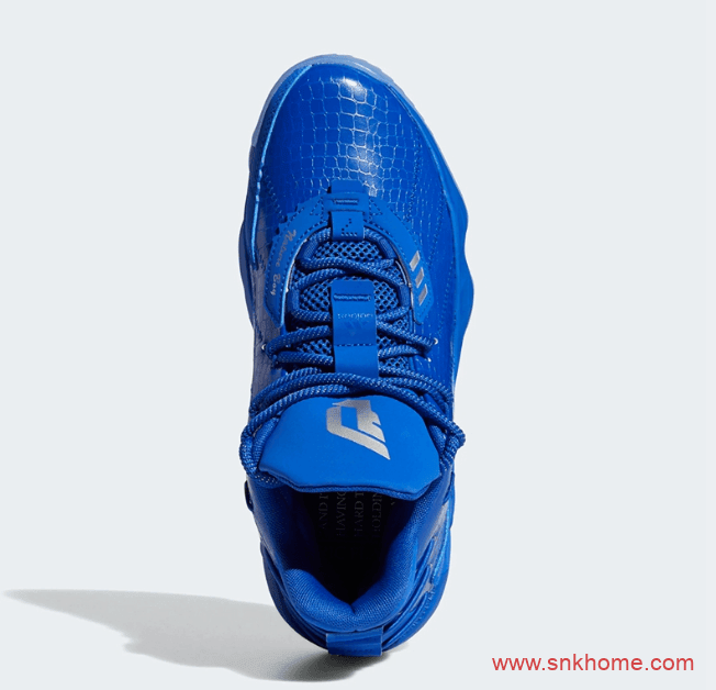 阿迪达斯利拉德7代战靴 adidas DAME 7 GCA 利拉德鳄鱼纹皮质蓝色球鞋发售日期 货号：FY2807