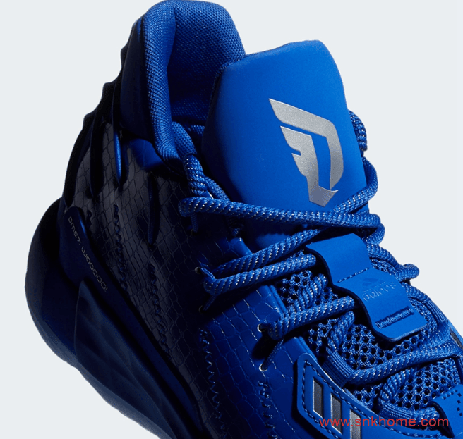 阿迪达斯利拉德7代战靴 adidas DAME 7 GCA 利拉德鳄鱼纹皮质蓝色球鞋发售日期 货号：FY2807