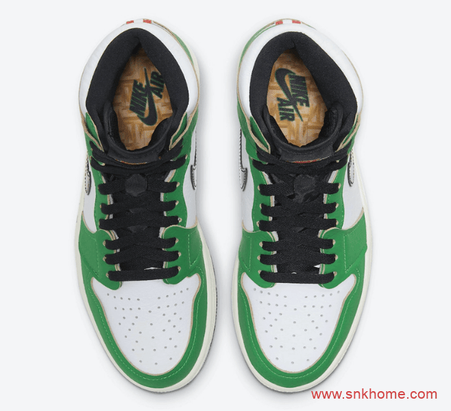 耐克AJ1喜力高帮 Air Jordan 1 High OG WMNS “Lucky Green” AJ1白绿高帮荔枝皮 货号：DB4612-300