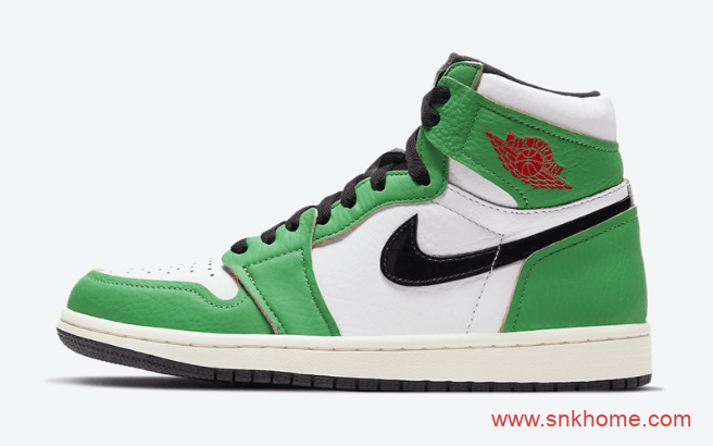 耐克AJ1喜力高帮 Air Jordan 1 High OG WMNS “Lucky Green” AJ1白绿高帮荔枝皮 货号：DB4612-300
