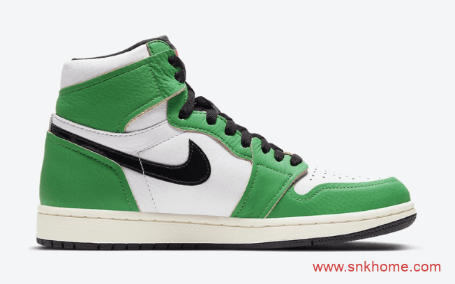耐克AJ1喜力高帮 Air Jordan 1 High OG WMNS “Lucky Green” AJ1白绿高帮荔枝皮 货号：DB4612-300