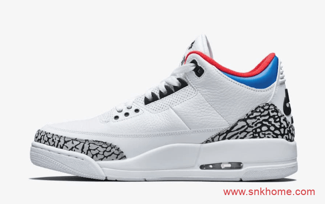 AJ3首尔限定韩国主题 Air Jordan 3 “Seoul” AJ3爆裂纹AJ3白蓝发售日期 货号：AV8370-100