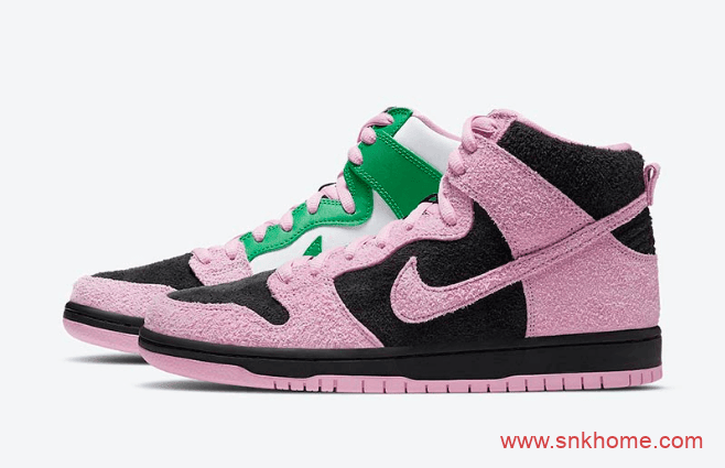 耐克Dunk粉绿翻毛皮鸳鸯 Nike SB Dunk High “Invert Celtics” 耐克Dunk麂皮反光新款 货号：CU7349-001